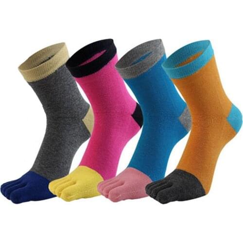 Fashion Combed Cotton Five Finger Socks Woman Girl Candy Color Breathable Soft Loose Harajuku Happy Socks With Toes