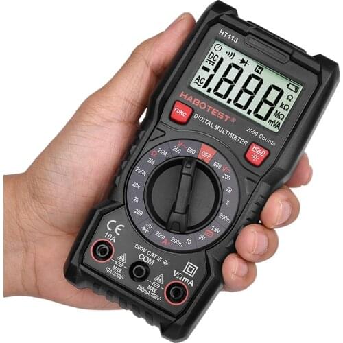 NCV Auto Ranging Digital Multimeter 2000 Counts Battery Test AC/DC Voltage Meter Back Light Large Screen HABOTEST HT113