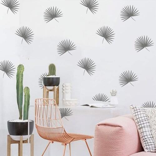 Cartoon Hand Drawn Palm Leaf Wall Sticker Baby Nursery Kids Room Tropical Palm Tree Leaves Wall Decal Bedroom Vinyl Decor