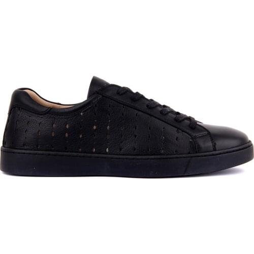 Sail-Lakers Black Leather Men 'S Casual Shoes