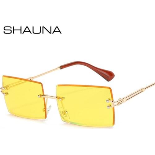 SHAUNA Fashion Rimless Rectangle Women Sunglasses Gradient Sun Glasses Shades Men UV400