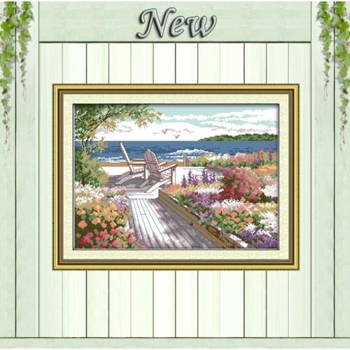 Seaside landscapes,Counted Printed on the canvas DMC 11CT 14CT Cross Stitch kit,needlework Set embroidery,Sea Scenery Home Decor