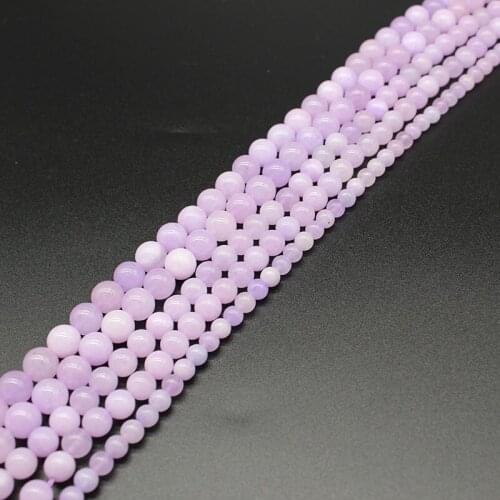 Natural Stone Purple Cloud Jades Chalcedony Beads Round Loose Bead For Jewelry Making 15"Inch 6 8 10 12mm DIY Bracelet Necklace