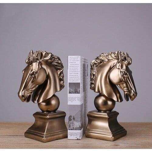 New European resin horse head book crafts creative retro home decoration horse head book file book stand office study gift