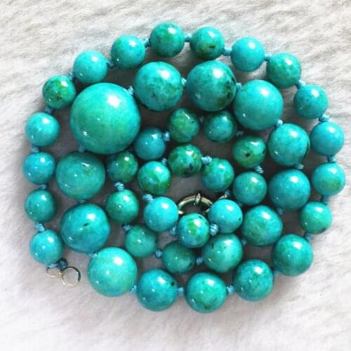 New blue calaite stone 6-14mm fashion round making Jewelry necklace 18"B616