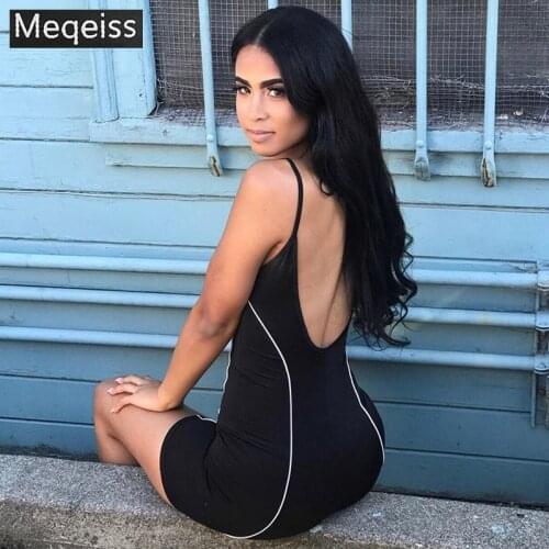 Meqeiss 2020New summer fashion striped skinny slim sportswear bodysuits women playsuits fitness casual sleeveless female trouser