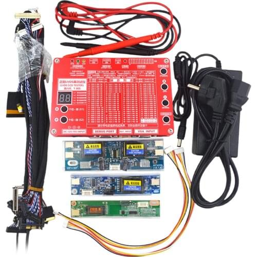 T-80S Panel Test Tool for TV Laptop Repair + 14pcs Screen Cables with EU Power Adapter and Multimeter Probe