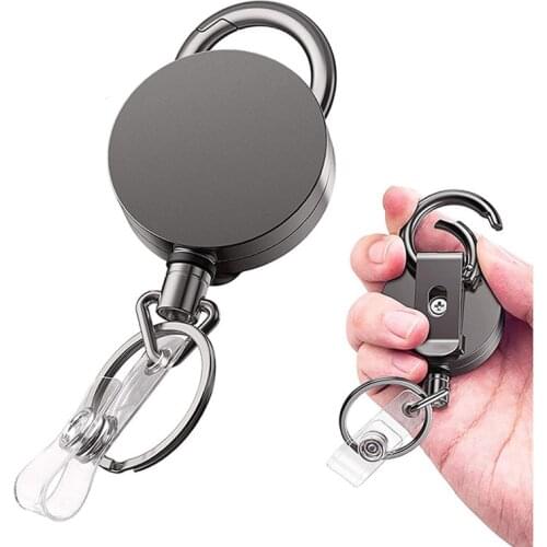 Camping Telescopic Chain Key Anti-lost Badge Reel Holder Wire Rope Belt Clip Outdoor Return Retractable Key Chain