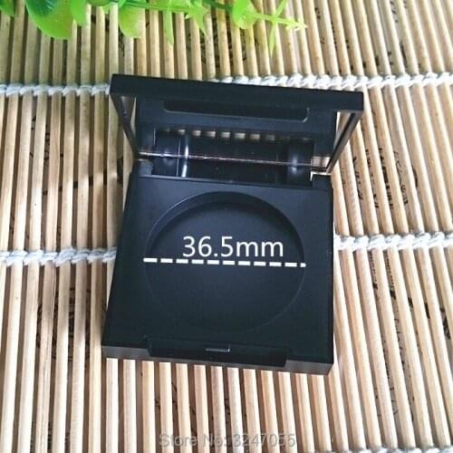 50pcs/lot Plastic Black Empty Eyeshadow Powder Container, High Class 36.5mm Blusher Compacts, DIY Elegant Lipstick Sub Package