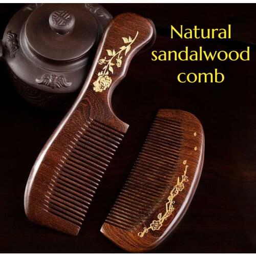 Golden Silk Sandalwood Comb Crescent Type 16cm Static Comb Curly Hair Wooden Comb Shampoo Brush Combs for Hair Comb Brush