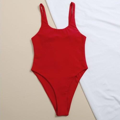 Sexy Scoop Neck One Piece Swimsuit Women Red Push Up Swimwear Padded Reversible Bathing Suit Beach Bodysuit Double Side Monokini