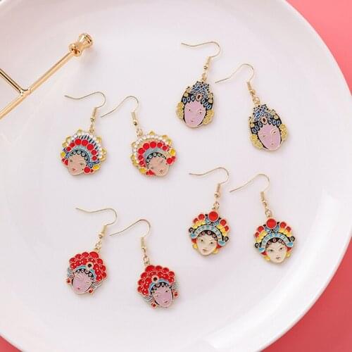 Gold Color Face Earrings Abstract Art Drop Earrings For Women Girls Statament Earrings Exquisite Gift DIY Dangle Earrings