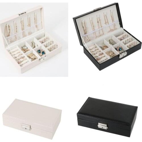 PU Leather Jewelry Box Organizer Storage Boxes Travel Case Earrings Rings Necklaces Storage Box