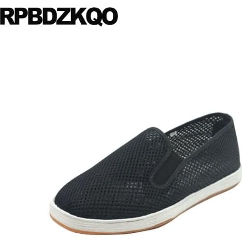 Fashion Designer Men Mesh Slip On Shoes Summer Comfort Male Flats 2021 Casual Stylish Hot Sale Solid Korean Breathable Black