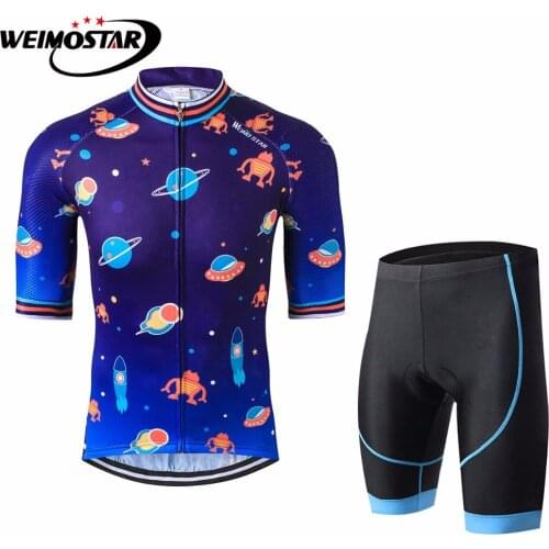 Cycling Clothing Men Blue Cycling Jersey Sets Mtb Summer Short Sleeve Quick Dry Ropa Ciclismo Bicycle Jersey With Bib GEL Pad