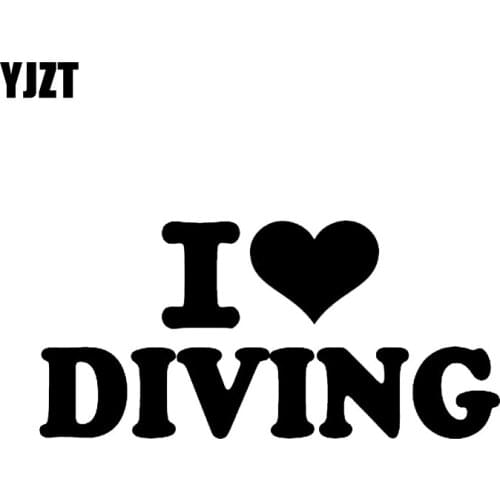 YJZT 15.4*7.3CM I Love Diving Unique Silhouette Car Sticker Vinyl High Quality Extreme Movement Decor C12-0725
