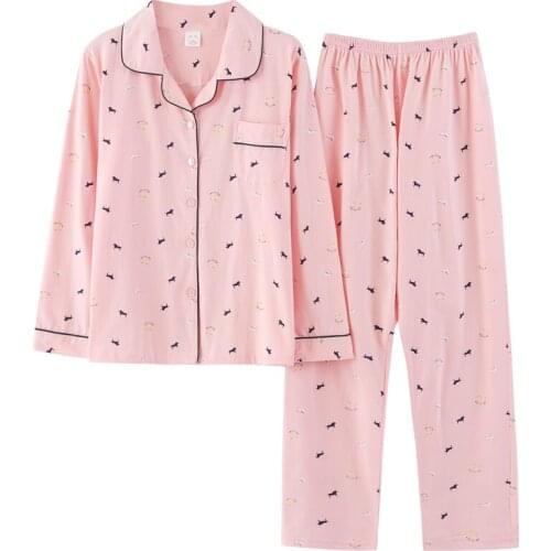 Women Pajamas 2Piece Set Girls Pajama Set Long Sleeve Cardigan Women Sleepwear Elegant Plus Size Pyjama Femme Homewear Clothing