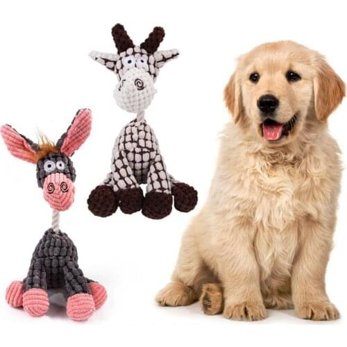 Pet Chew Squeak Toys Cartoon Stuffed Animal Dogs Toy Giraffe Sound Chew Three Colors Interactive Toys Pet