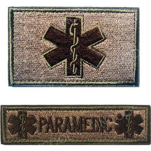 1 SET(2 PCS) EMT Medic Paramedic Embroidery Patch US Army Patch Tactical Emblem Appliqued Embroidered Badges For Clothing