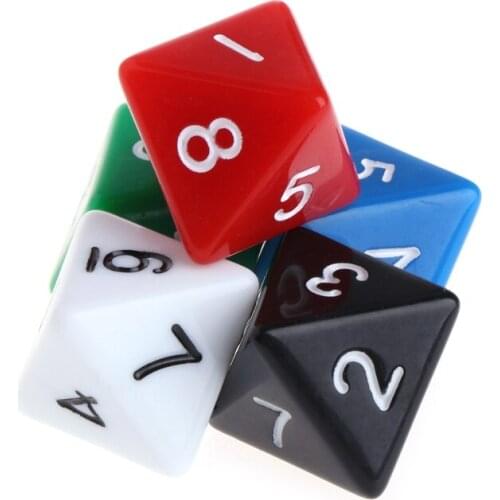 10pcs 8 Sided Acrylic Number Dice Family Party Bar Board Game DND Accessories E56D