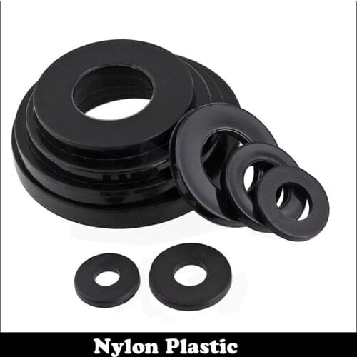 120pcs M3 M3*7*1 M3X7X1 Black Nylon Plastic Plain Gasket Insulating Flat Washer