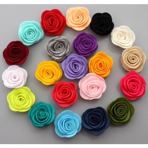 200pc/lot Cheapest Price 1.5" Felt Flowers,Multi Rose Flower Rosette Flower Girls Headwear Hair Accessories 26colors