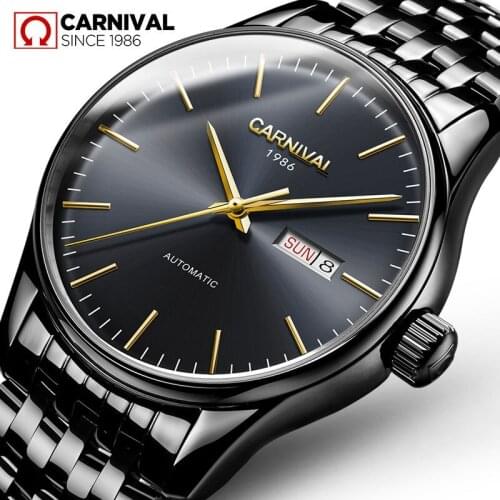 2019 New Black Simple Classic Men Mechanical Watches Business Waterproof Watch Luxury Brand Stainless steel Automatic Watch Mens