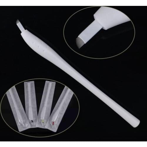 2018 New design 50pcs 3D Permanent Makeup Disposable Microblading Manual Tattoo Pen with 12/14/17/18U pin blade needles