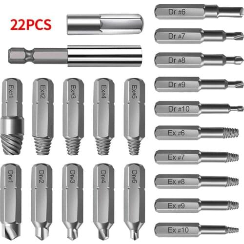 22Pcs Set Extractor Screwdriver Remover Purpose Tools Disassemble Screws Bolt Stud Slip Teeth Damaged Demolish Stripped Broken
