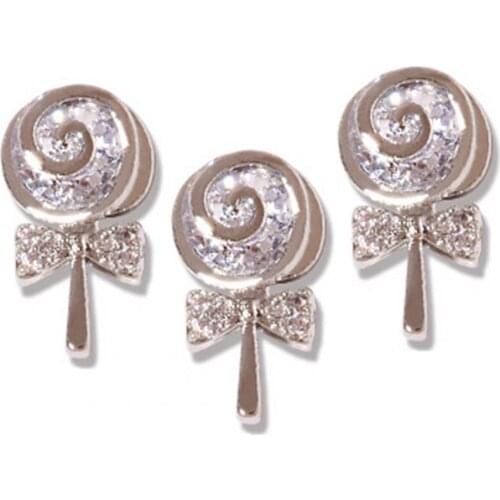 3Pcs/Set Nail Candy Ornament Lollipop Shape Colorful 3D Effect Lightweight Shiny DIY Bright Sugar Rhinestone for Manicure