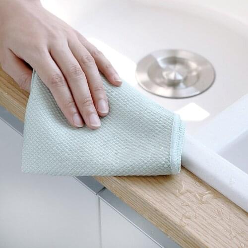 3pc Microfiber Cleaning Towel Non-stick Efficient Fish Scale Wipe Cloth Window Car Towel Rag Kitchen Washing Dish Cleaning Towel