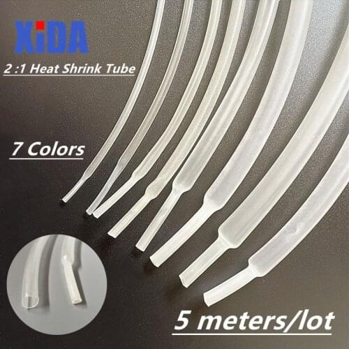 5 Meter/Lot Clear 1mm 1.5mm 2mm 2.5mm 3mm 3.5mm 4mm 5mm 6mm 8mm 10mm Heat Shrink Tube Heatshrink Tubing Wire Sleeving Wrap Kits