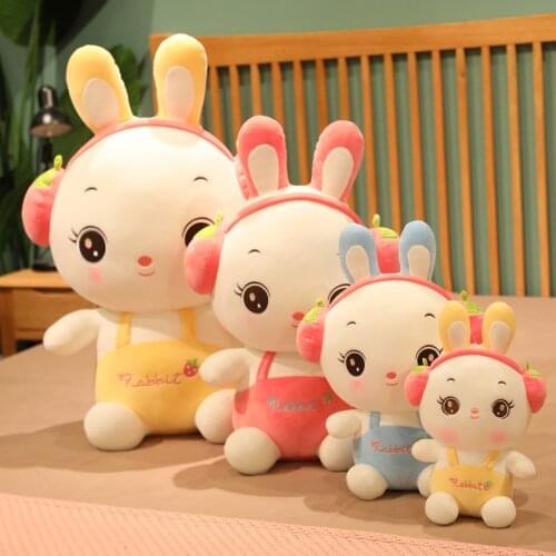 55/75cm Lovely cartoon animal rabbit Wearing headphones plush stuffed toy Childrens photography props kids girls birthday gift