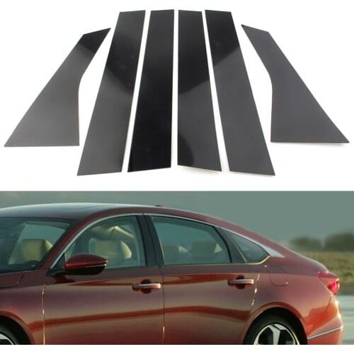 6Pcs/Set For 2018 2019 2020 Honda Accord Black Pillar Posts Door Window Trims Covers Set Car Styling Accessories Sticker
