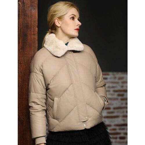 90% White Goose Duck Down Jacket Woman Real Sheepskin Coat Female Winter Parkas Rex Rabbit Fur Collar 2021 Abrigo Mujer Pph2746