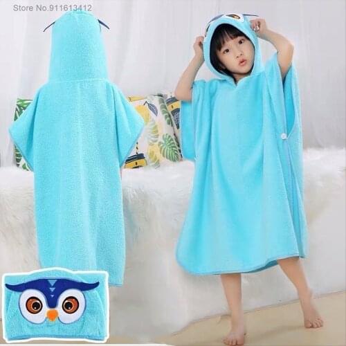 Blue Dinosaur Bath Towels Kids Soft Bathrobe Microfiber Hooded Children Robes Boys Girl Swimming 60x120cm Animal Print Towel