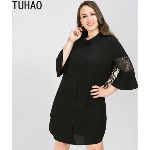 TUHAO Plus Size 8XL 7XL 6XL Women Blouses Lace Black Pink Women Shirts Big Size 4XL 5XL Womens Tops Blusas Femininas Elegante