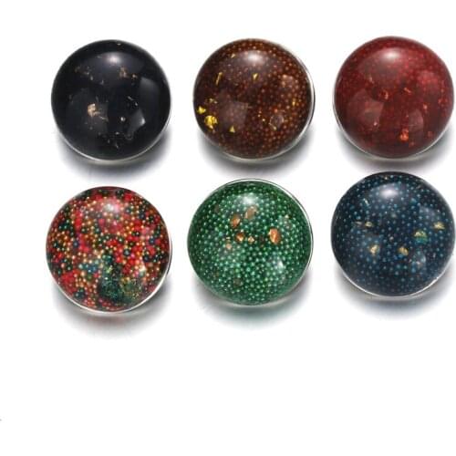 8 colors 10pcs/lot DIY Random Shining beads pattern 18MM Snap Buttons Button for Snaps Bracelets fit Snaps Jewelry