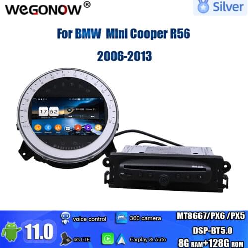 DSP IPS PX6 Android10.0 4GB +64GB navigation GPS map Car DVD Player RDS Radio Bluetooth 5.0 For BMW Mini Cooper R56 2006-2013