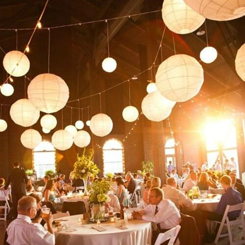 5pcs/lot 4-6-8-10-12-14-16Inch (10-40CM)White Hanging Paper Lanterns Baby Shower Wedding Decoration Lampion Hanging Paper Ball
