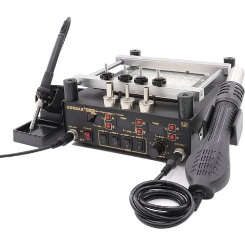 Gordak 863 3 in 1 Digita Hot Air Heat Gun BGA Rework Solder Station Electric Soldering iron IR Infrared Preheating Station