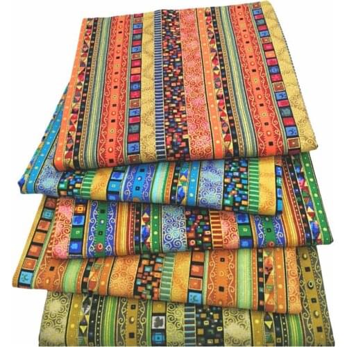 50*145cm Vintage Bronzed Printed Cotton Linen Patchwork Fabric For Sewing Garment Home Textile Tablecloth Handbag By the Meter