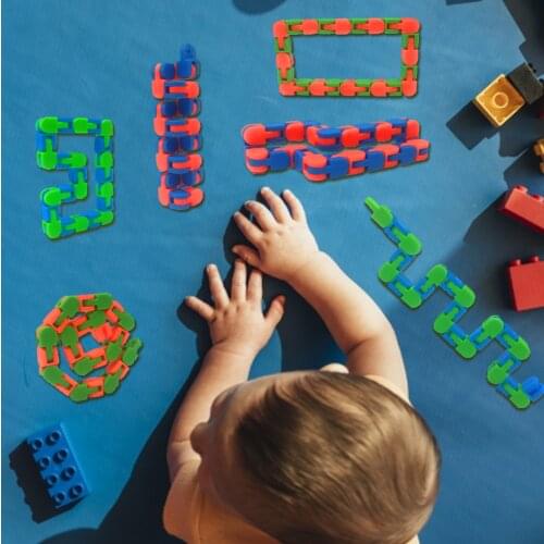 Fidget Toys Colorful Puzzle Sensory Stress Relief Rotate And Shape Decompression Wacky Tracks Chain Squeeze Toys