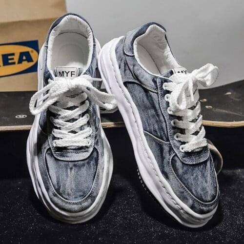 Men Fashion Casual Shoes Denim Canvas Shoes Spring/Autumn Sport Shoes Travel Walking Skateboard Lace-up Shoes Men Sneakers