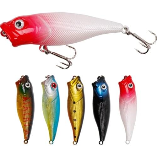 LUSHAZER Fishing Lures 6.7cm/8g Topwater Popper Bait 5 Color Hard Bait Carp Fishing Artificial Wobblers Plastic Fishing Tackle
