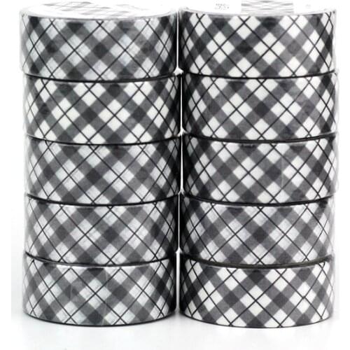 NEW 10pcs/Lot Decorative Grey and White Lattice Japanese Washi Tapes for Bullet Journal Adhesive Masking Tape Cute Stationery