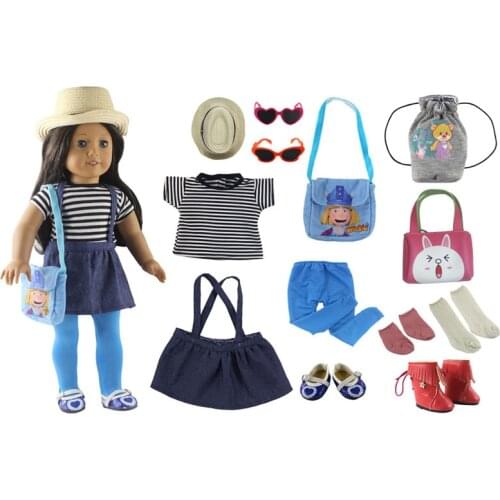 Doll Clothes 18 Inch 1 set Top suspender skirt Dresses Outfits American Doll Accessories Set