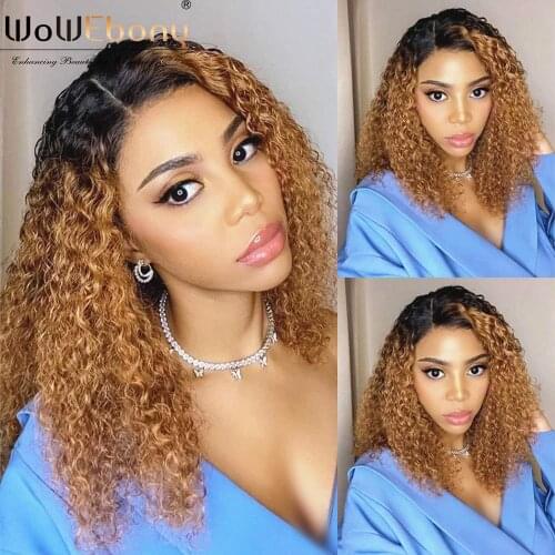 Highlight water wave lace wig 1b 30 ombre middle part T part lace front human hair wigs remy 250 density lace wig dark root