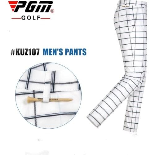 PGM 2021 Summer Golf Pants Sportswear Mens Waterproof Plaid Sports Pants High Elastic Quick-Drying Breathable Straight Trousers
