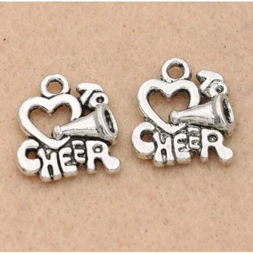 KJjewel Tibetan Silver Plated Love to Cheer Charm Pendant for Bracelet Necklace Jewelry DIY Making Accessories 17x15mm